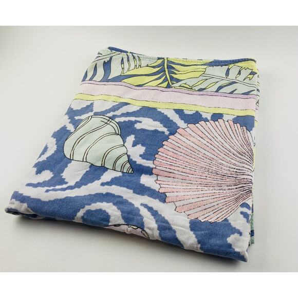 Vintage Pastel Beach Towel Ocean Seashells Made Brazil Coastal Images Cotton Art - Picture 11 of 11